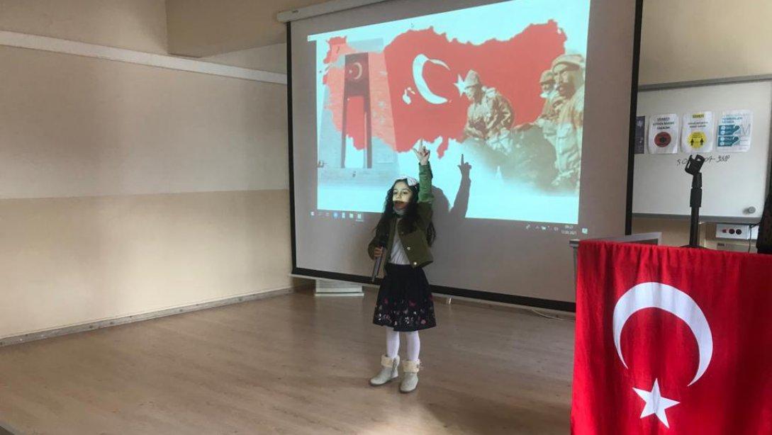 Ergani İlkokulu 3/B sınıfından Rukayye GÜZEL, İstiklal Marşı'nı güzel okuma yarışmasında Diyarbakır birincisi olarak Ankara'da ilimizi temsil edecek.