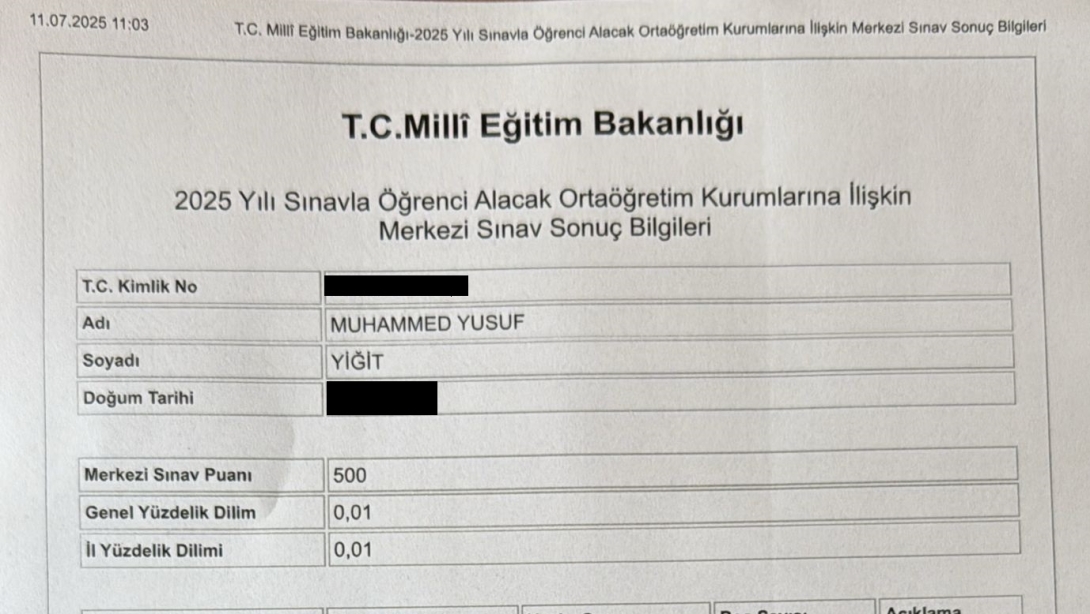 LGS Sınavı Türkiye 1. Çayönü Ortaokulumuzdan Çıktı